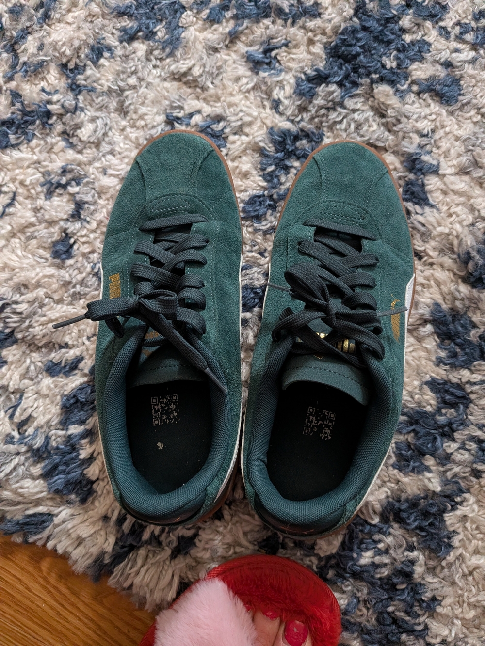 Puma Men's Dark Green Suede Athletic Sneakers with Gold Accent
